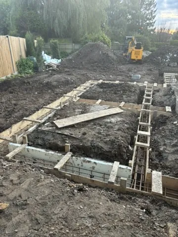 Foundation trenches and footings being set out