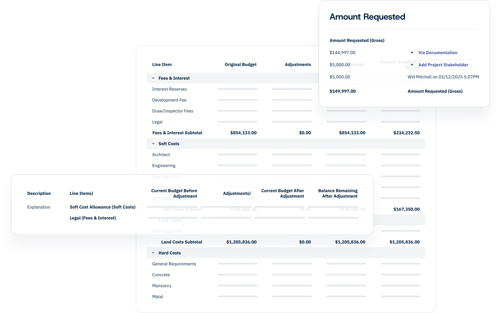 Budget and variation register showing live exposure against contingency
